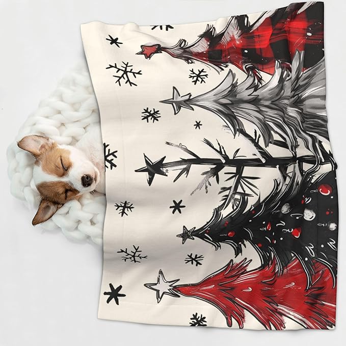 Winter Blanket for Dog Cat - Snowflake Throw Blanket 23 x 16 mas Tree Pet Blanket for Couch Sofa Bed