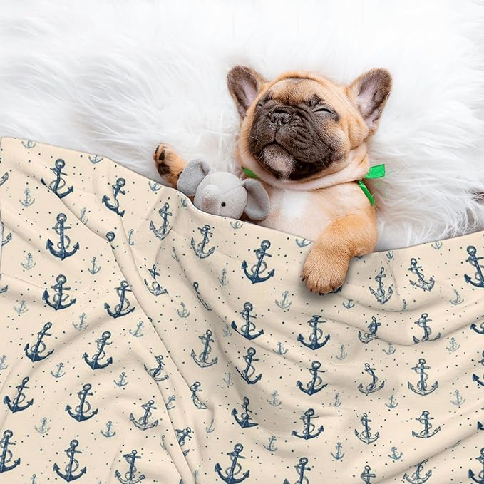 Waterproof Dog Blanket Soft Pet Blanket for Puppy Cat, Fleece Cat Throw Blankets for Furniture Bed Couch Sofa Reversible - Anchors