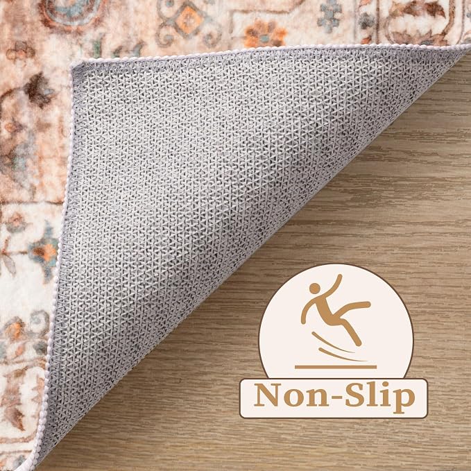 SERISSA Area Rug 3x5 Boho Peach Cream Rugs