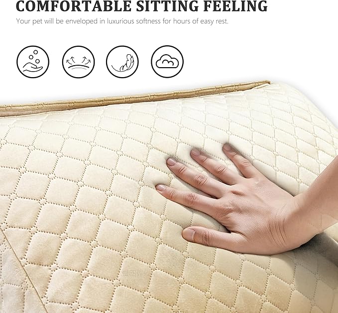 Convertiable Large Dog Couch Bed Thicken Dog Bed Orthopedic Foam Pet Sofa Bed for Large Medium Size Dogs with Removable Dog Mattress Made in Luxurious Velvet