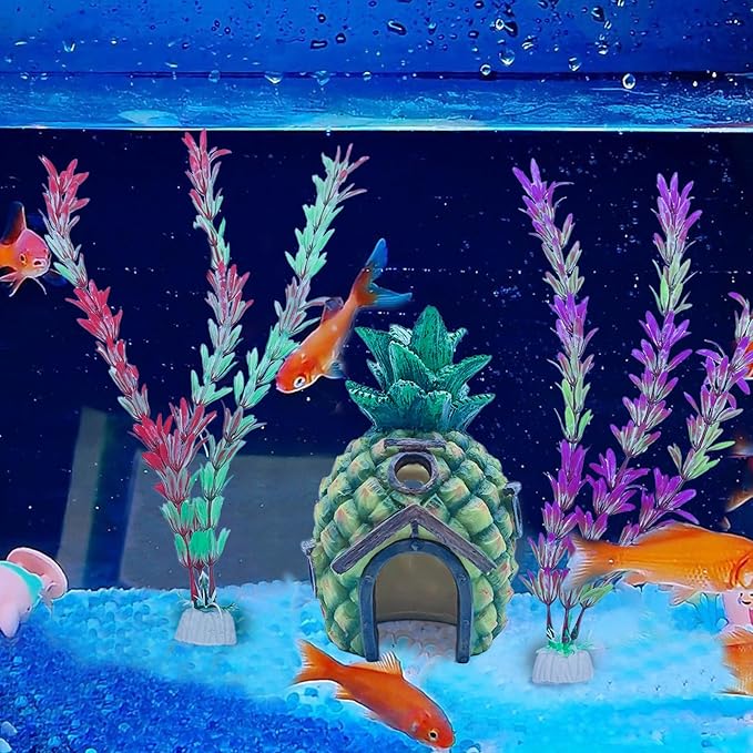 Tfwadmx Aquarium Decorations Resin Pineapple Fish Tank House Small Betta Fish Hideout Cave Shelter Decor Underwater Landscape Hut Aquarium Ornament for Shrimps Breeding Hiding(Green)