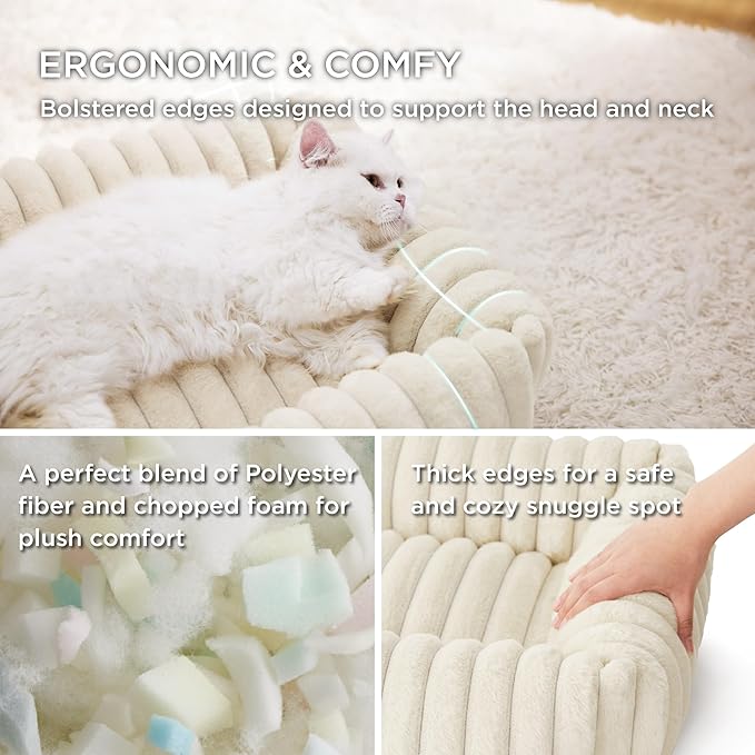 Bedsure Corduroy Fleece Puppy Beds Kitten Bed