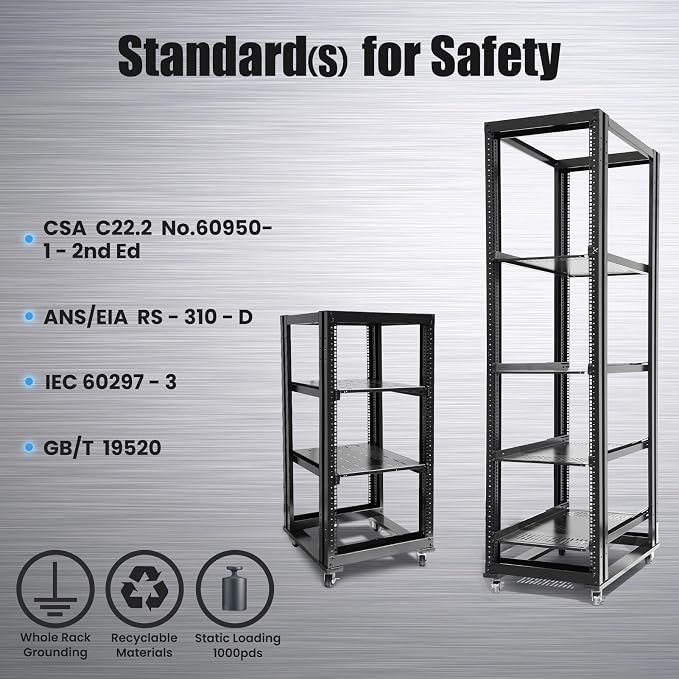 RAISING ELECTRONICS 27U 4 Post Open Frame Network Server Rack 19inch Width
