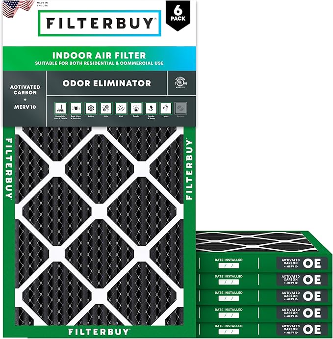 Filterbuy 14x24x1 Air Filter MERV 10 Odor & Allergy Defense