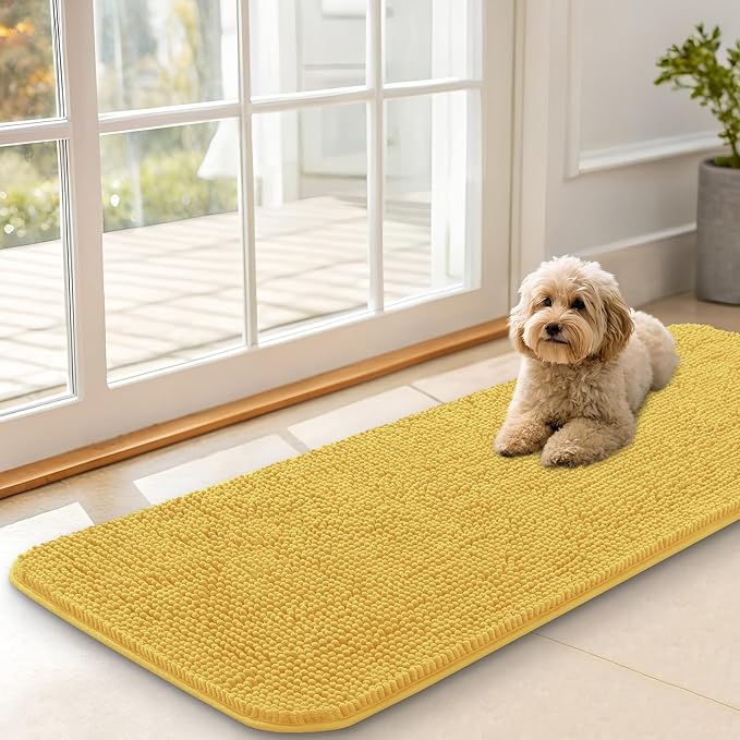 OLANLY Dog Door Mat for Muddy Paws 47x17, Absorbs Moisture and Dirt, Absorbent