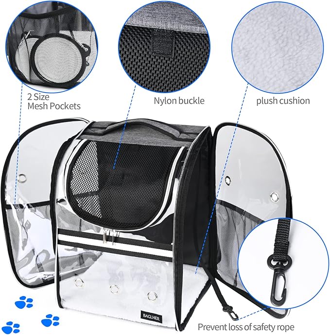BAGLHER Cat Carrier Backpack, Airline Approved Pet Travel Carrier with Fleece Pad for Puppy and Small Animals