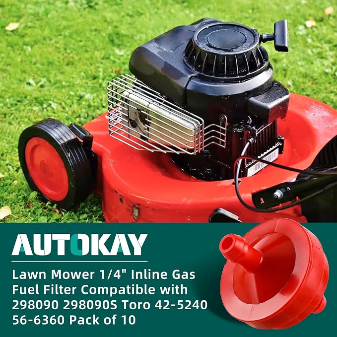AUTOKAY Lawn Mower 1/4" Inline Gas Fuel Filter Compatible