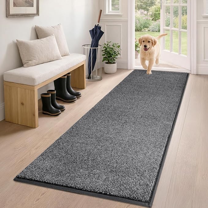 PURRUGS Dirt Trapping Door Mat 24" x 59", Non-Slip Machine Washable Entry Rug