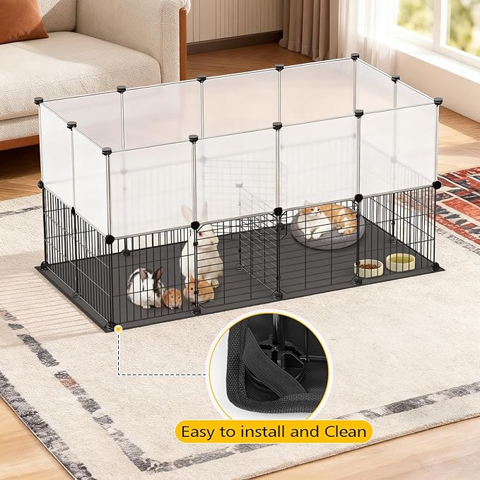 XiaZ Small Animal Playpen 26 Panels, Guinea Pig Cages with Waterproof Mat 47.2" x 23.6" x 23.6",Puppy Play Pen for Chicken,Pet Fence for Rabbit,Bunny,Ferrets,Hamsters,Hedgehogs Indoor