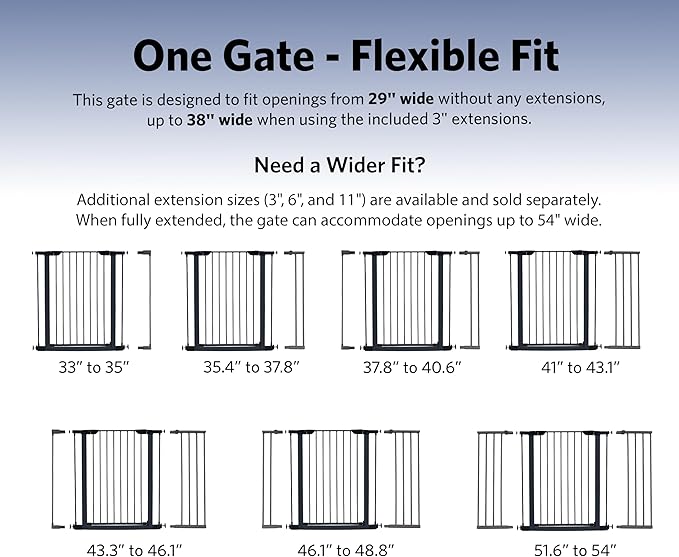 MidWest Homes for Pets 39-Inch High Walk-Thru Pressure Mounted Steel Dog Gate, Expands to 38 Inches Wide, Includes 3-inch Extensions, Textured Graphite