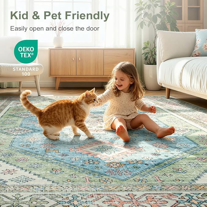 Lofus Vintage Living Room Rugs 5x7, Soft Machine Washable Area Rug