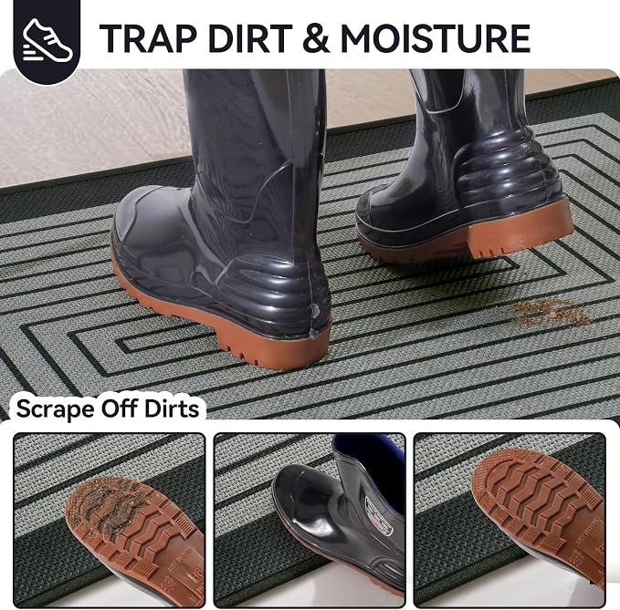 Front Door Mat 24''x35'', Absorbent Dirt Resist Washable Non Slip Low-Profile