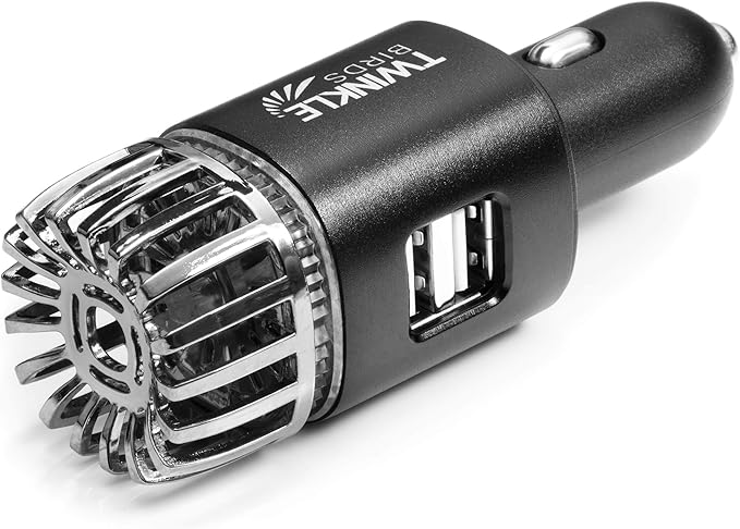 Car Air Purifier Ionizer - 12V Plug-in Ionic Anti-Microbial Car Deodorizer -