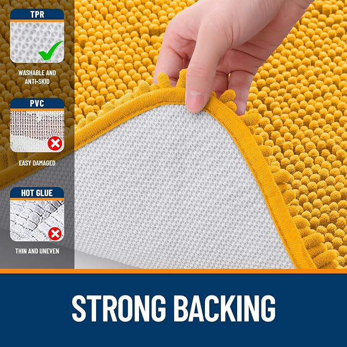OLANLY Large Bathroom Rugs 44x32, Soft Absorbent Chenille Bath Rugs, Rubber