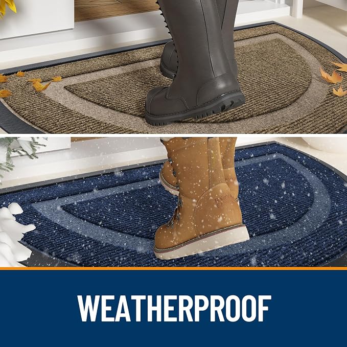 OLANLY Half Circle Door Mat Indoor Outdoor Entrance Welcome, Waterproof