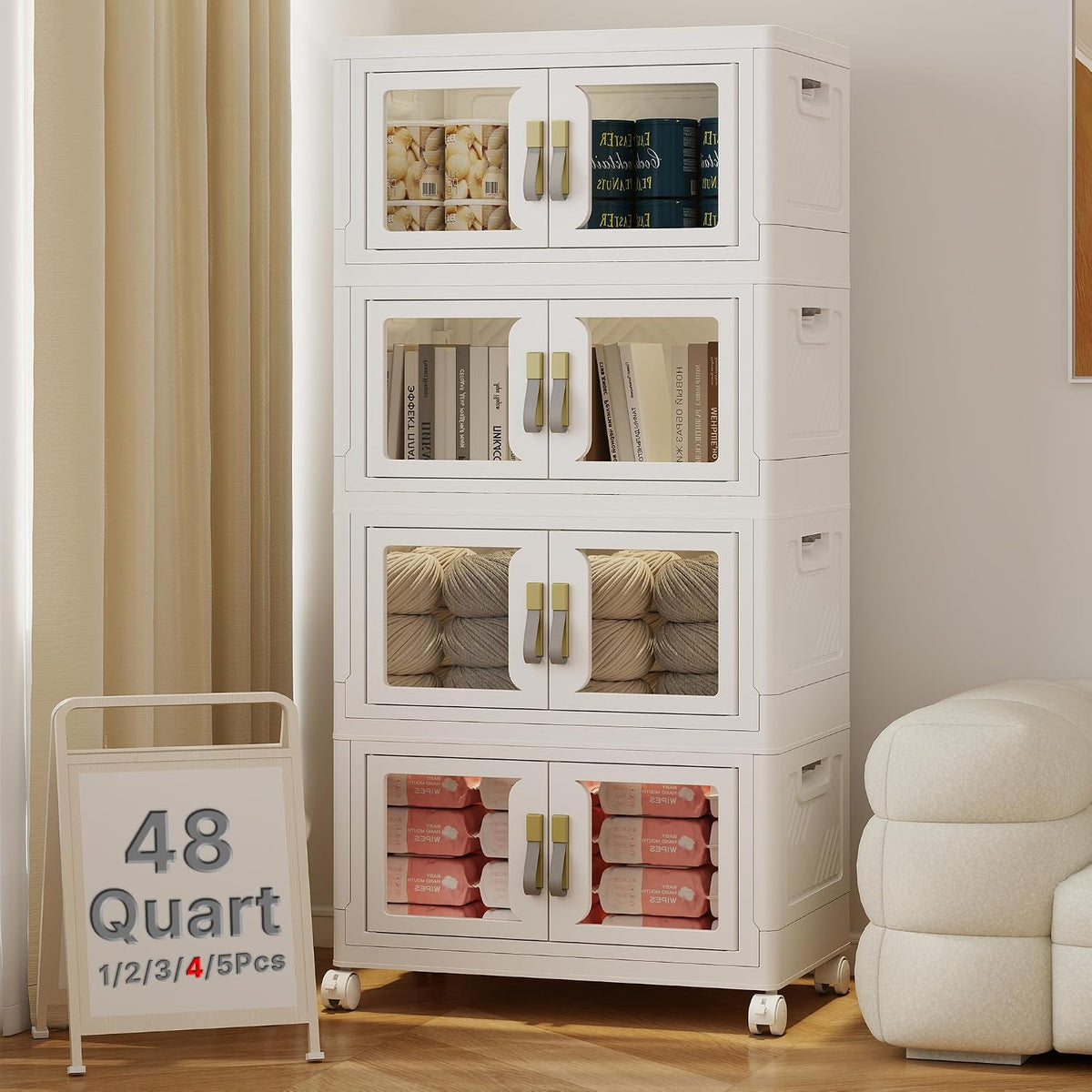 UAMFURI Stackable Storage Bins with Lids, 192QT Extra Large Storage Cabinet