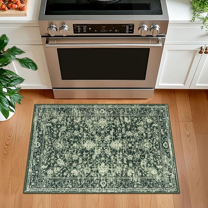 KILOCOCO Small Area Rug 2x3 Entryway Rugs Printed Vintage Floral Washable Rug