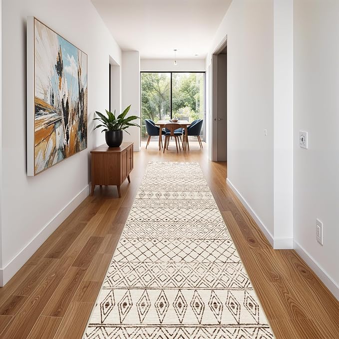 2'6"x14' Hallway Runner Rug Washable: Moroccan Non Slip Runner Rugs Low Pile