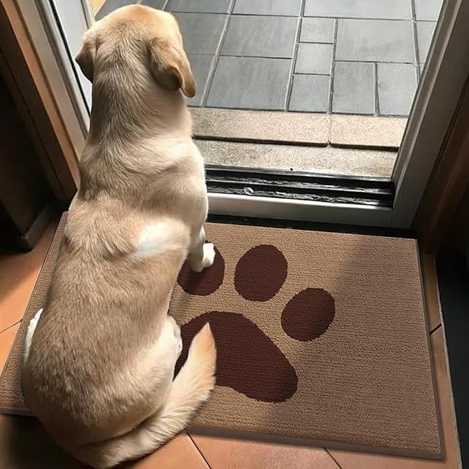 Buganda Dog Door Mat for Muddy Paws, Absorbent Dirt Trapper Non Slip Indoor Doormats, Washable Low-Profile Mat for Mud Dogs, Entryway Carpet for Inside Floor (48x30 Inches, Beige)