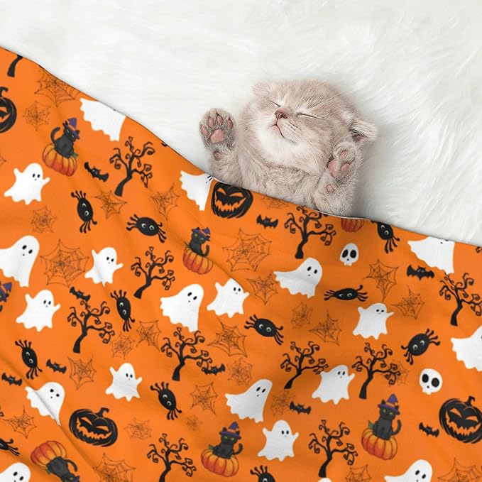 Halloween Blanket for Dog Cat - Fall Dog Blankets 23x16 Autumn Puppy Throw Blanket for Couch Sofa Bed