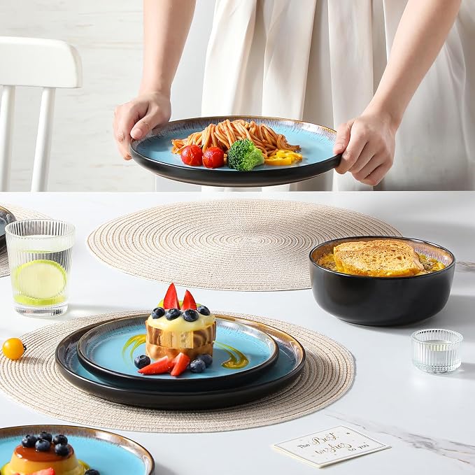 vancasso Plates and Bowls Sets, 24 Pieces Stoneware Dinnerware Sets