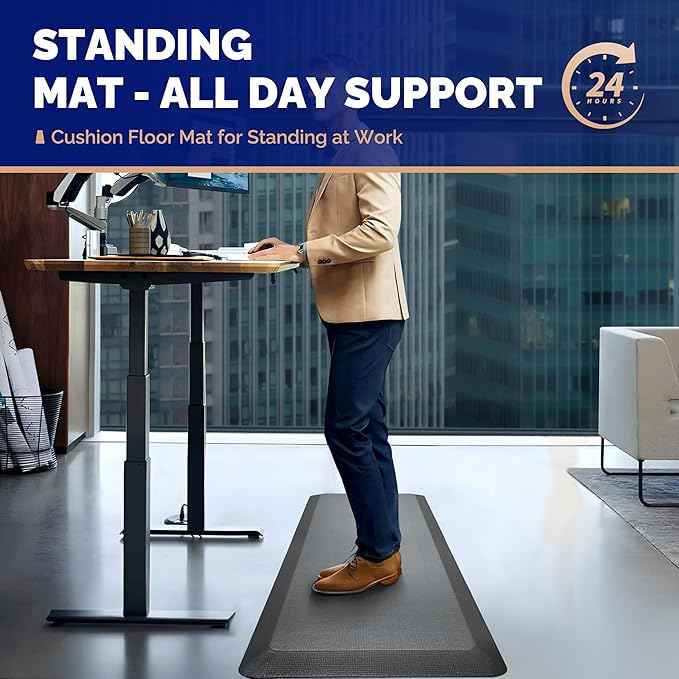 FEATOL Anti Fatigue Mat for Standing, 9/10 Extra Thick Ergonomic Standing Desk
