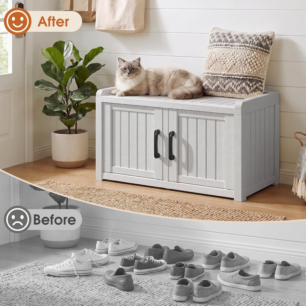 KAMABOKO Outdoor Shoe Storage Cabinet, White
