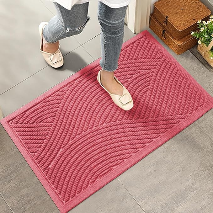 HIYARD Sturdy Front Door Mat, Absorbent Muddy Dirt Resist Welcome Door Mats