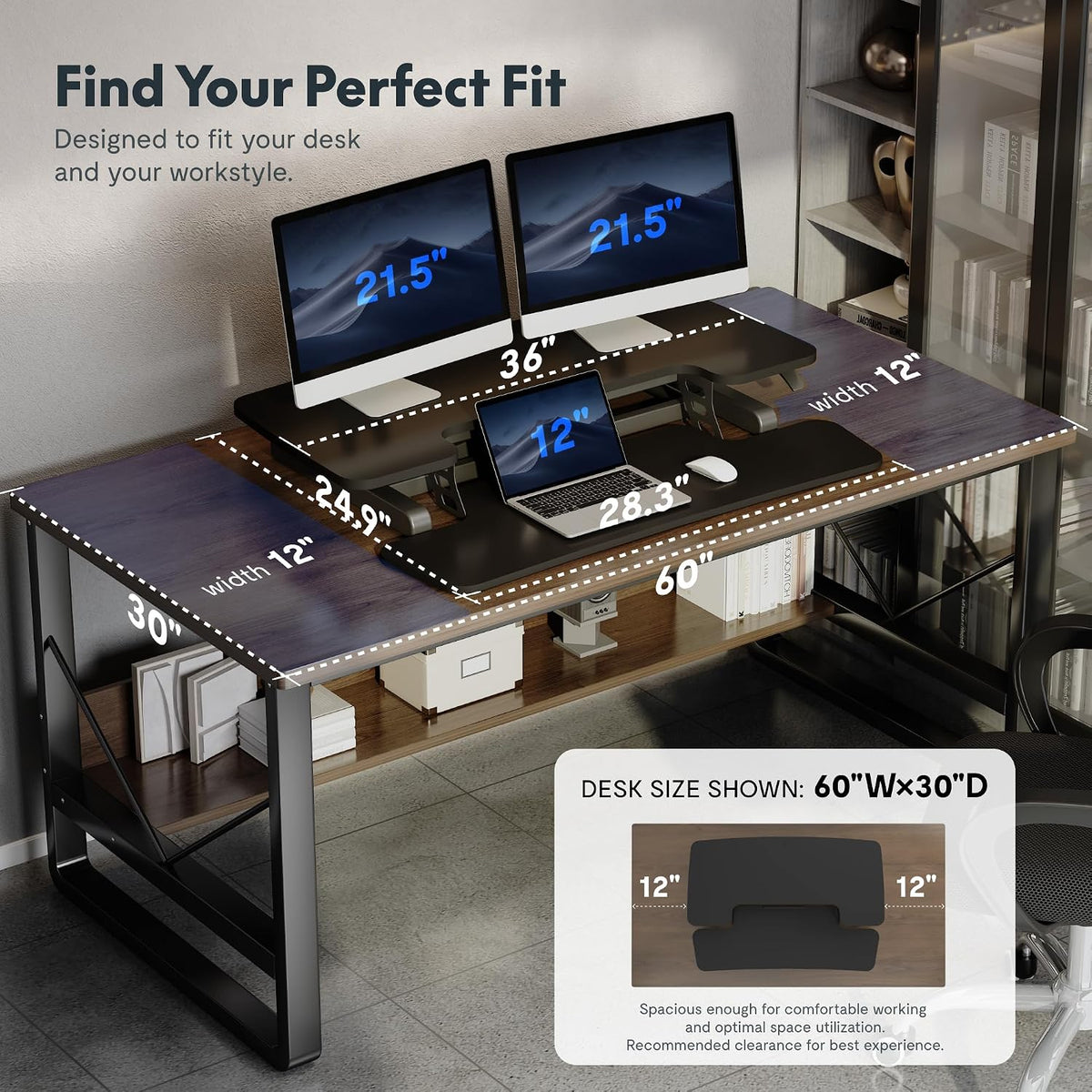 FLEXISPOT Standing Desk Converter, 36", Black