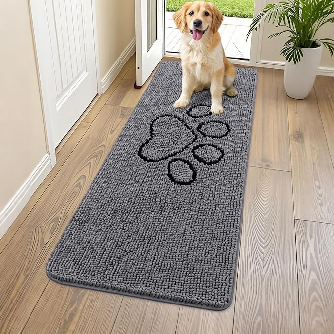 Smiry Dog Door Mat for Muddy Paws, Absorbent Dirt Trapper Non Slip Quick Dry