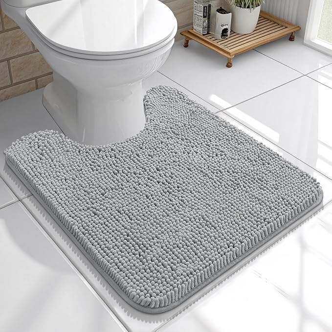 OLANLY Toilet Rugs U-Shaped 20x20, Extra Soft Absorbent Chenille Contour