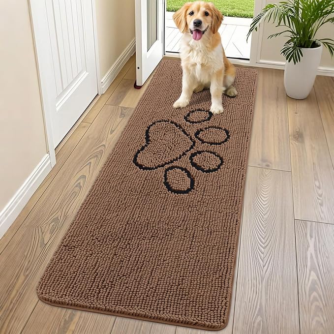 Smiry Dog Door Mat for Muddy Paws, Absorbent Dirt Trapper Non Slip Quick Dry