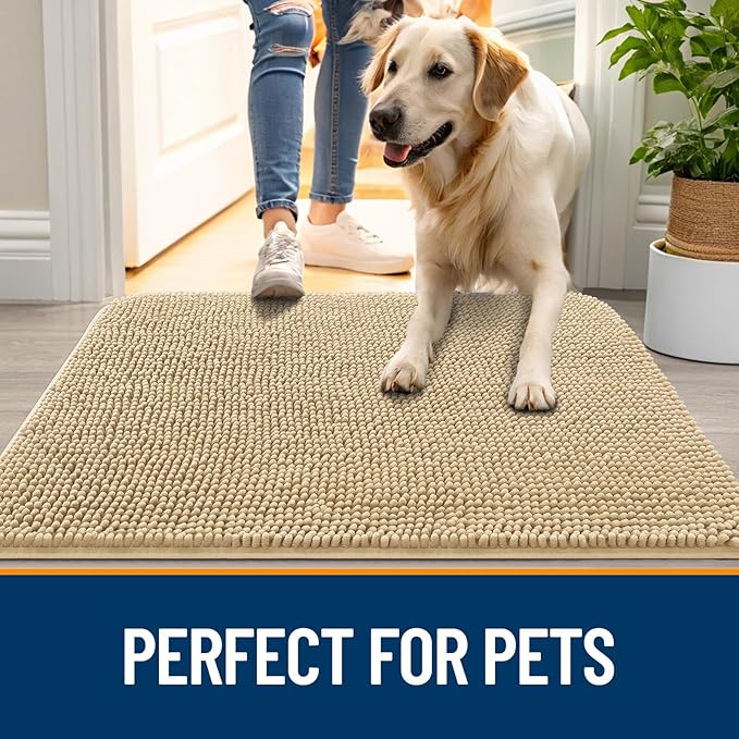 OLANLY Dog Door Mat for Muddy Paws 54x24, Absorbs Moisture and Dirt, Absorbent