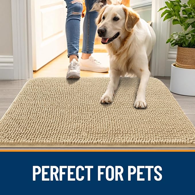 OLANLY Dog Door Mat for Muddy Paws 50x30, Absorbs Moisture and Dirt, Absorbent