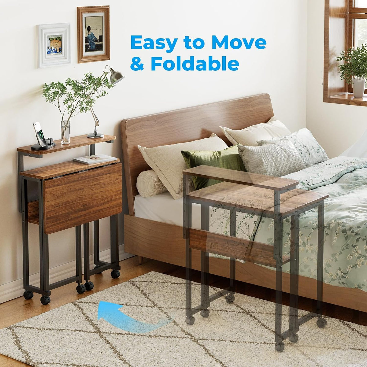 GreenForest Folding Desk with Adjustable Monitor Stand, 24.8 in Small Desk