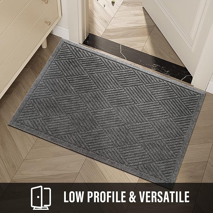 HIYARD Sturdy Front Door Mat, Absorbent Muddy Dirt Resist Welcome Door Mats