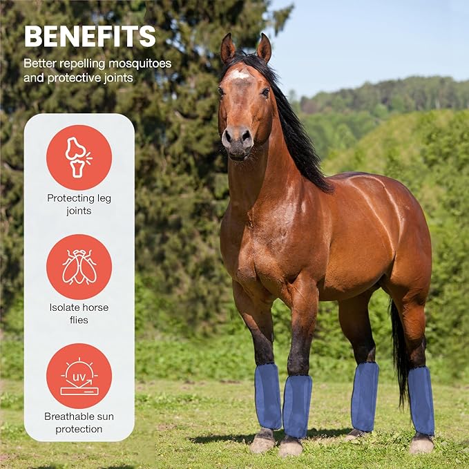 Mesh Fly Boots Horse Fly Boots Mesh Fly Wraps Leg Guard for Horse Set of 4