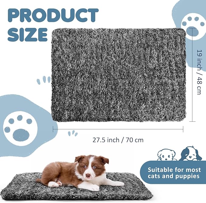 6 Pack Self Warming Cat Pads 19 x 28 Inch Self Heating Dog Cat Mats Extra Warm Thermal Pet Bed Washable Pet Crate Mat Blanket Removable Cover Non Slip for Indoor Outdoor (Grey)