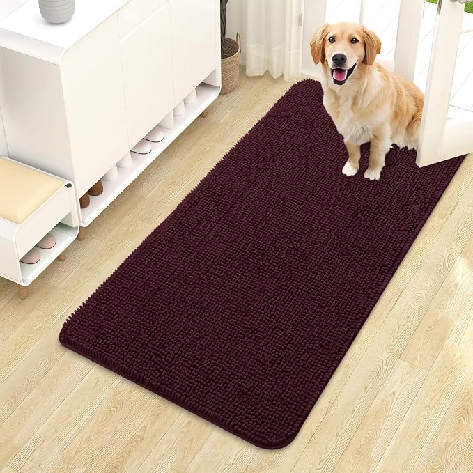 OLANLY Dog Door Mat for Muddy Paws 44x24, Absorbs Moisture and Dirt, Absorbent