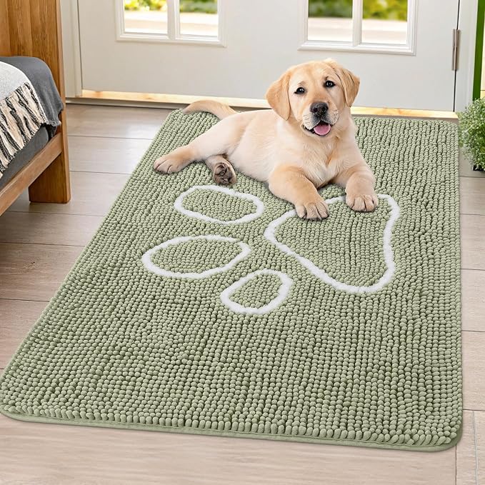 Smiry Dog Door Mat for Muddy Paws, Absorbent Dirt Trapper Non Slip Quick Dry