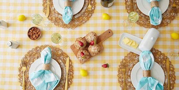 DII Checkered Tabletop Collection 100% Cotton, Machine Washable, Tablecloth