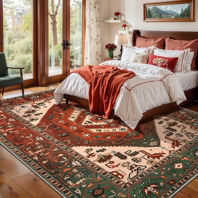 SERISSA 6x9 Area Rugs for Living Room, Large Washable Non-Slip Boho Rug