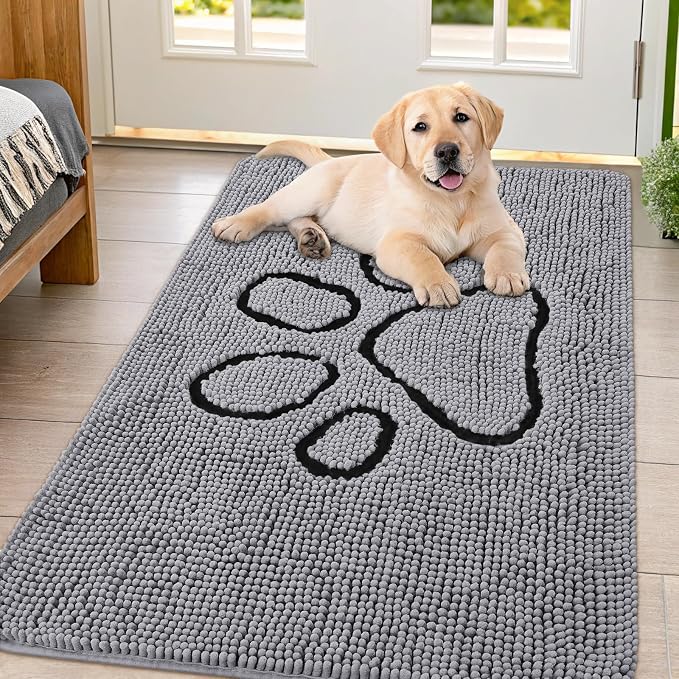 Smiry Dog Door Mat for Muddy Paws, Absorbent Dirt Trapper Non Slip Quick Dry