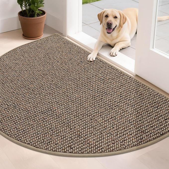 BEQHAUSE Dirt Trapper Door Mat 32" x 48" Half Circle Non-Slip Washable Doormats