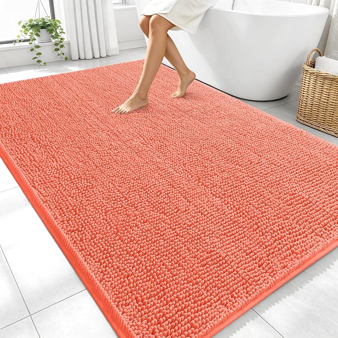 OLANLY Large Bathroom Rugs 70x46, Extra Soft Absorbent Chenille Bath Rugs