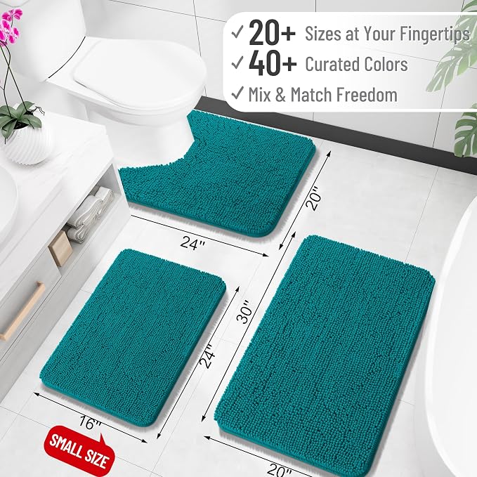 OLANLY Large Bathroom Rugs 40x24, Extra Soft Absorbent Chenille Bath Rugs