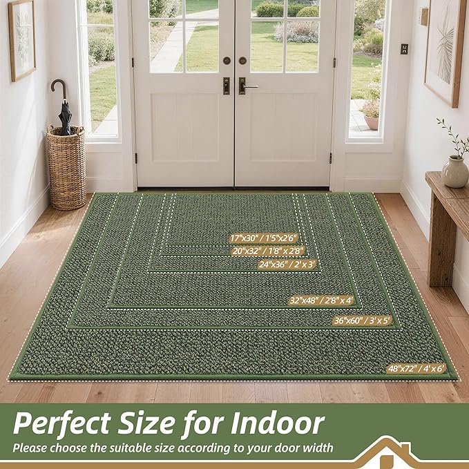 BEQHAUSE Dirt Trapper Door Mat 20" x 32", Non-Slip Washable Doormats Entrance