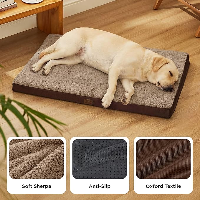 Bedsure Giant Dog Bed for Jumbo Dogs - 53" x 36" Flat Pet Beds with Removable Washable Cover, Orthopedic Egg Crate Foam Mat for Long-Bodied Pets Up to 120 lbs