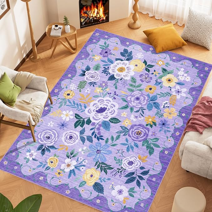 DUKINO 6x9 Area Rug, Floral Rugs