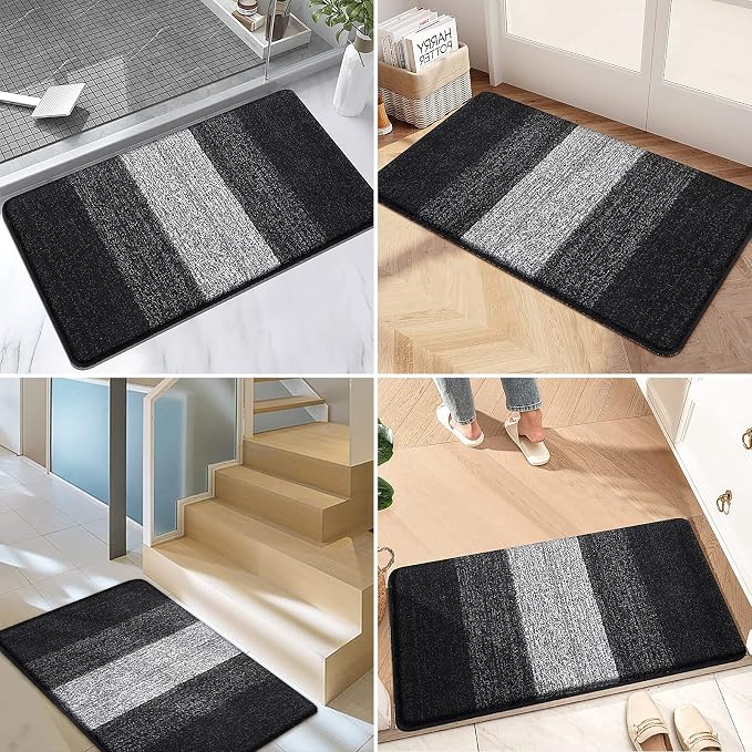 Kitinjoy Indoor Outdoor Door Mat, 40x32 Non-Slip Absorbent Dirt Trapper